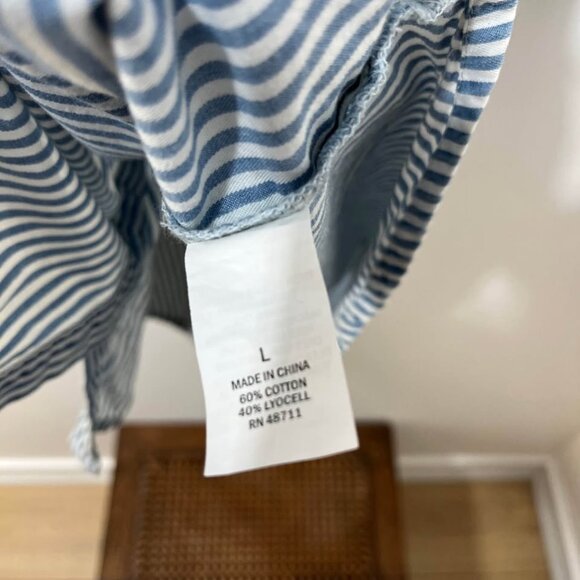 Pinstripe Casual Long Sleeve Basic Button Front Falls Creek Shirt Dress [size L] - Picture 10 of 10